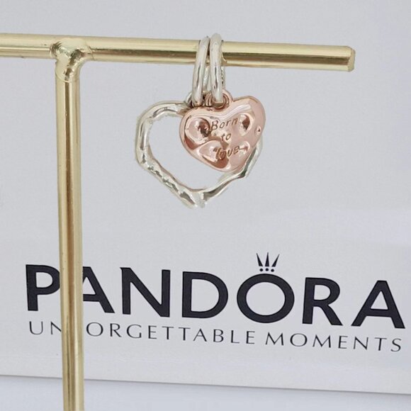 Pandora Jewelry - Pandora Joined Hearts Dangle Charm Born to love Heart Double Pendant with box